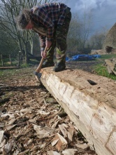 Nicks trims up the sides to remove the unwanted sapwood.
